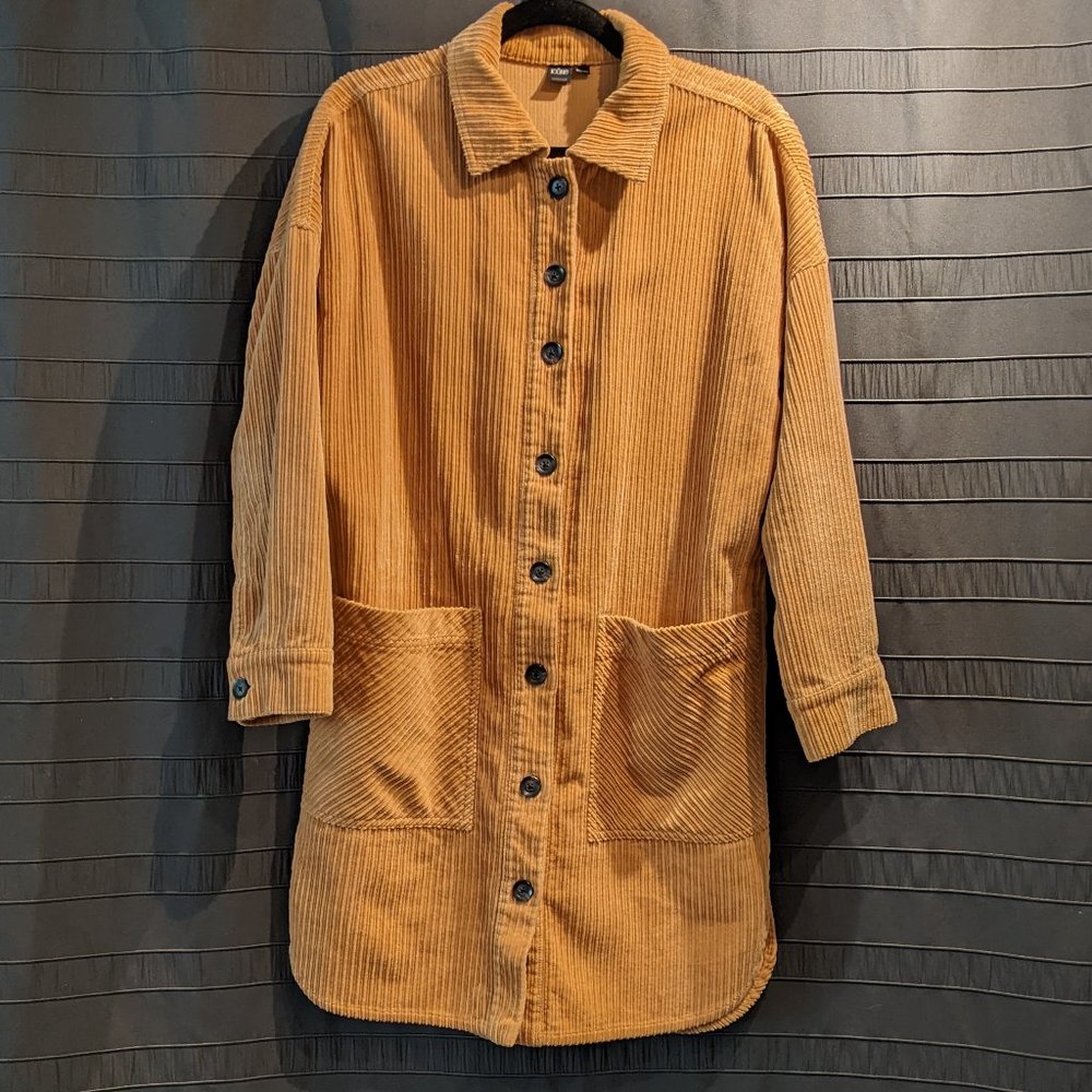 SOLD Simons Icone Corduroy Oversized Cotton Shirt Dress Shacket Boyfriend Cabin